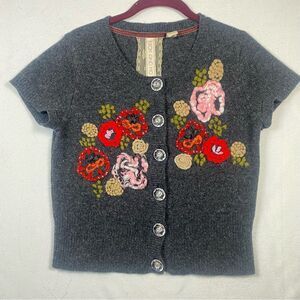 Nick & Mo Short Sleeve Embroidered Will Cardigan Size Small